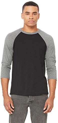 Unisex Three-Quarter Sleeve Baseball Tee - White Black