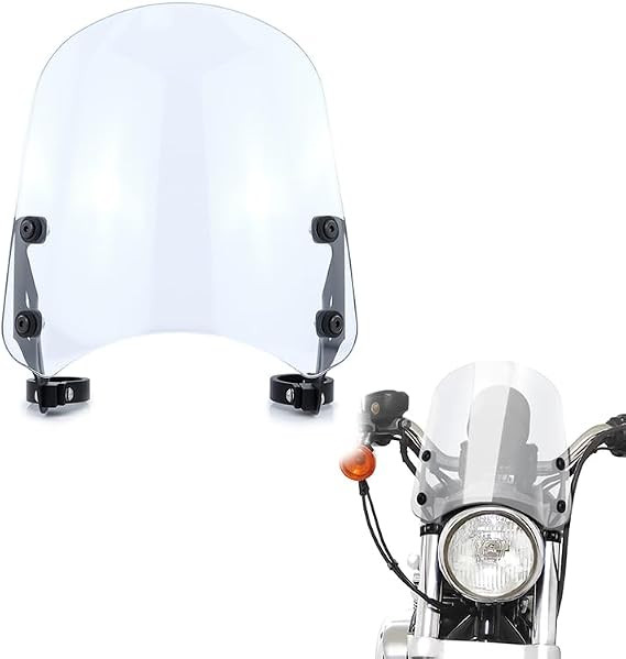 Xitomer Windshield Compatible with Harley Sportster 883 XL883 1200 Custom XL1200 Low 2004-2019 Motorcycle Windscreen Wind Deflector Windshield with Bracket (Clear)