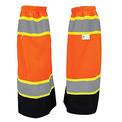 GGS Leg Gaiters - High Visibility Mesh with Reflective Tape, Lightweight Safety Gear for Hunting, ConstructionRoadwork, Outdoor Projects, Universal Fit, Orange