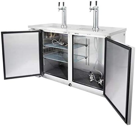 60" Kegerator Beer Keg Dispenser Stainless Steel Refrigerator Cooler with 2 Taps, UDD-24-60SS-HC