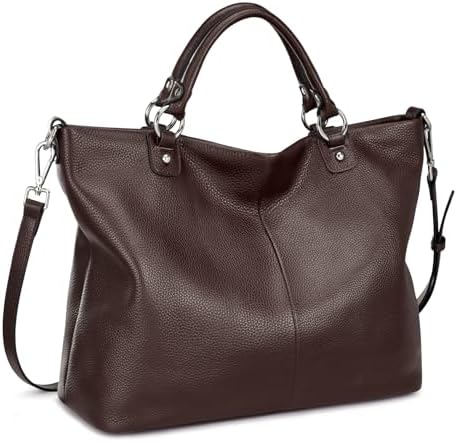 Kattee Genuine Leather Tote Purse for Women, Top Handle Satchel | Soft genuine leather tote with roomy storage and versatile carry for work, shopping, and travel.