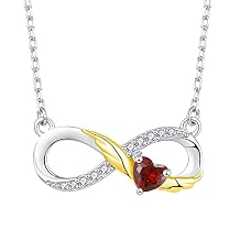 STARCHENIE Infinity Necklace 925 Sterling Silver Angel Wings Heart Birthstone Necklace for Women