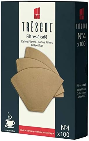 Trescol Coffee Filter, Natural Paper, Number 4, Large Size, Pack of 100