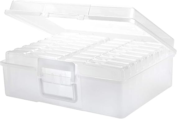 Clear Photo & Craft Keeper by Simply Tidy - Organize and Store Photos, Stickers, and Craft Supplies, Includes 16 Small Cases - 1 Pack