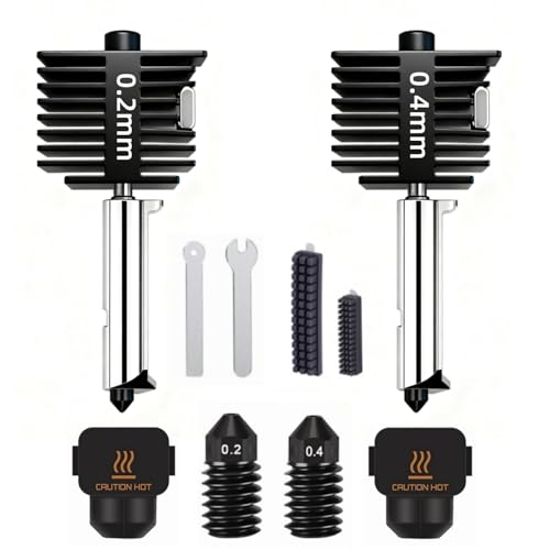 2 Pack 0.2MM 0.4MM A1A1 Mini Hotend Kit for Bambu Lab 3D Printer - 2 Hardened Steel Replacement Nozzle High-Temperature Extruder Print Head for Bambu Lab A1