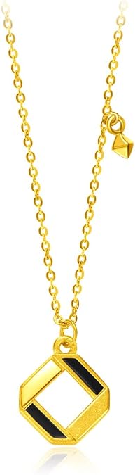CHOW TAI FOOK 999 Pure 24K Gold Lit Collection Minimalist Diamond Shape Necklace