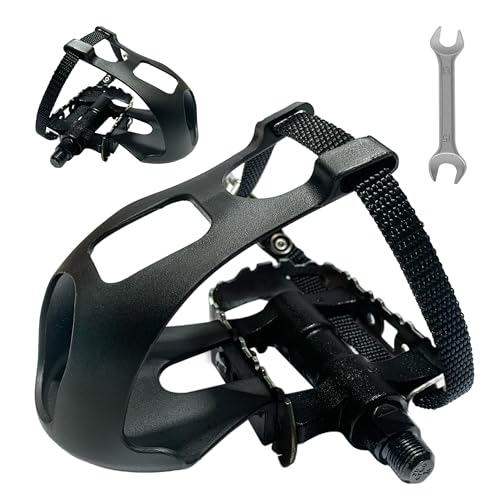 Dual-Function Bike Pedals - 916 SPD & Toe Cage Compatible for Road, Mountain, Spin Bikes - Indoor Cycling Pedals for Peloton, Schwinn, Sunny Multiple Configurations