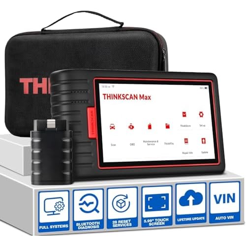 Thinkscan Max Car Diagnostic Scan Tool for All Vehicles All System OBD2 Scanner with 28 Maintenance Functions, AutoVINEPBBMSSASABS BleedingOilInjectorTPMS Sevices etc