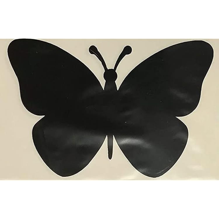 Retractable Screen Door Decals Stickers - 5 per Package - Keep Children Safe - Alert Birds, Dogs, Kids - Warn, Protect, Window Safety - Butterfly Black