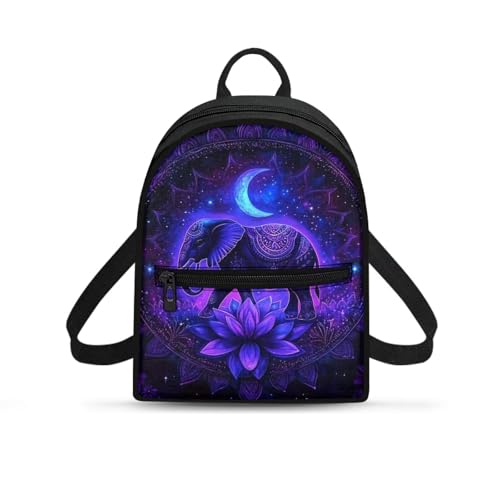 HUGS IDEA Bohemian Elephant Backpack for Women Fashion Mini Backpack Purse for Lady Boho Small Cell Phone Backpacks for Travel Small Shoulder Bag Casual Daypack Handbag