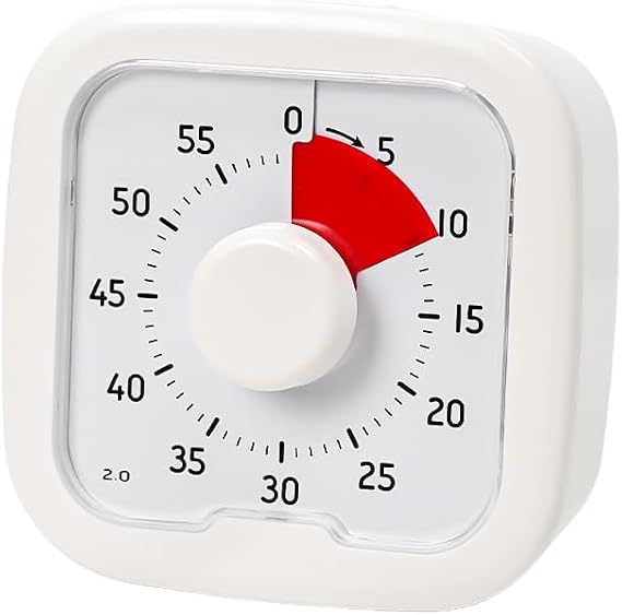 Home MOD - 60 Minute Kids Visual Timer Home Edition - for Homeschool Supplies Study Tool, Timer for Kids Desk, Office Desk and Meetings with Silent Operation (White)