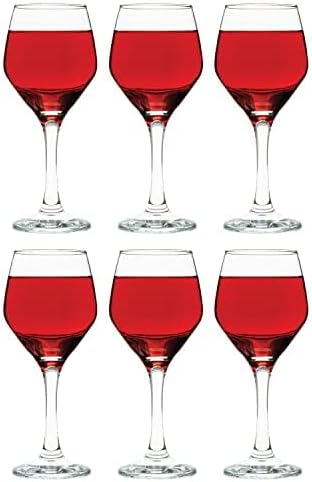 Vikko Red Wine Glass Set, 8.75 Ounce Small Wine Glasses Set of 6 Stemmed Wine Glasses for Red and White Wine, Fancy, Thick and Durable Copas De Vino, Dishwasher Safe