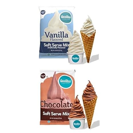 Bundle of Frostline Vanilla Soft Serve Ice Cream Mix (Qty 1x 6 lb Bag) + Frostline Chocolate Soft Serve Ice Cream Mix (Qty 1x 6 lb Bag)