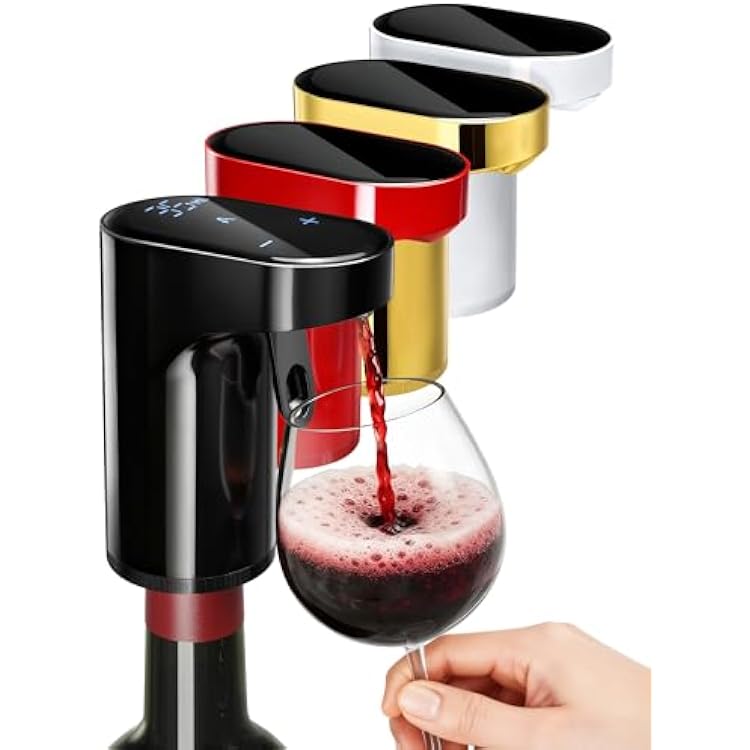 Mothers Day Gift Essential,5-in-1 Electric Wine Decanter & Smart Liquor Dispenser,Automatic Aerator&Pourer with 1-999ml Precision Dosing | Gift for Mom,Women,Dad,Wine&Whiskey Lovers,Birthday Black