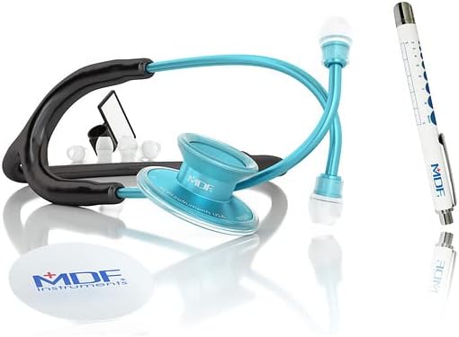 MDF Instruments, Acoustica Lightweight Stethoscope for Doctors, Nurses, Students + MDF LUMiNiX Illuminator Medical Professional Diagnostic Penlight