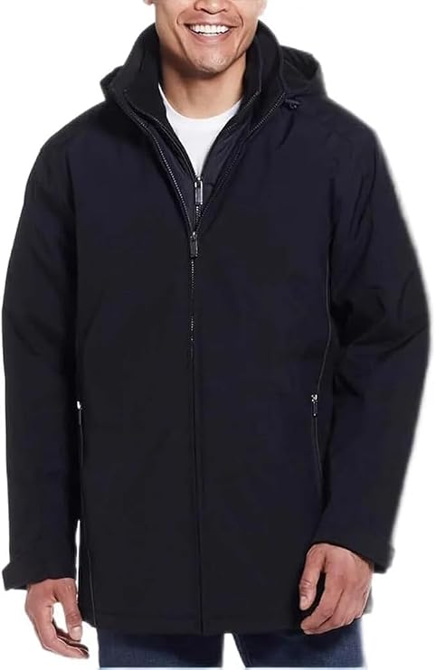 Weatherproof Mens Ultra Tech Removable Fleece Lined Hood Jacket (Black,Medium)