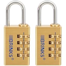 BRINKS - 30mm Solid Brass 4-Dial Resettable Padlock - Chrome Plated with Hardened Steel Shackle, 2 Pack