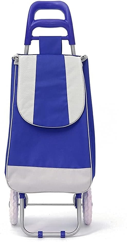 Shopping Trolley,45L Foldable Shopping Trolley on Wheels Push Tote Shopping Utility for Shopping, Groceries, Laundry Utility Cart/Blue