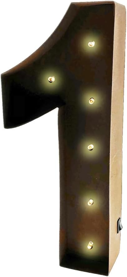 Rustic Vintage 11" Decorative LED Light Glow Letters - Number 1