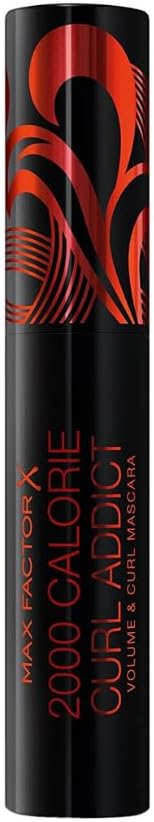 Max Factor 2 Calorie Curl Addict Mascara with Curved Brush, Volume and Curl In One, Black, 11 ml