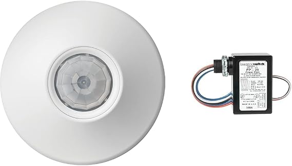 Sensor Switch CMR 10 Contractor Select Ceiling Mount Occupancy Sensor, 28 Foot Radius, White & Sensor Switch PP20 Contractor Select Power Pack Relay Circuit Protection 120/277 VAC, Black