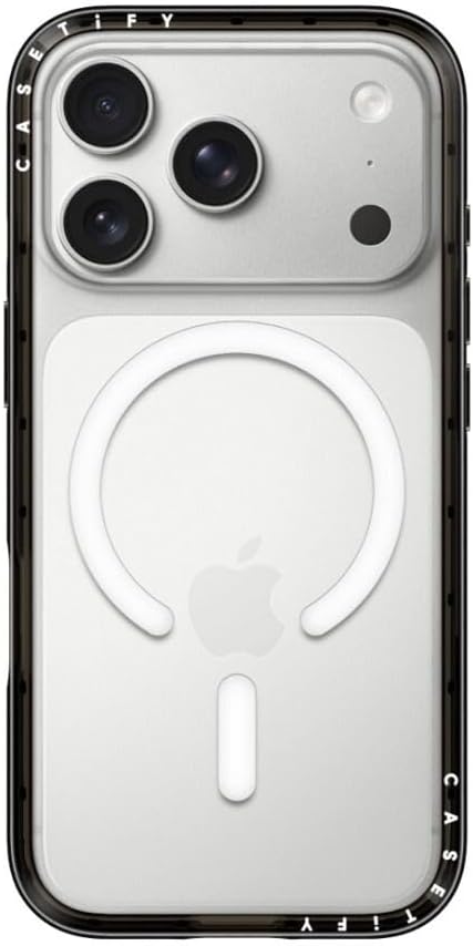 CASETiFY Compact Magsafe iPhone 17 Pro Case [Lightweight/Slim Fit/Compatible with Magsafe] - Clear Black