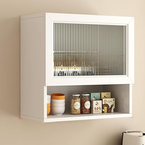 Cam Kapılı Beyaz Ahşap İlaç Dolabı - Tuvalet Üstü Duvara Monte Dolap, Mutfak ve Banyo Düzenleyici, Geri Çekilebilir Saplı Mutfak ve Banyo Düzenleyici, soggior için Şık Teşhir Standı