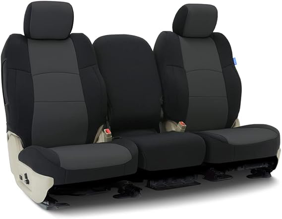 Coverking Custom Fit Seat Cover Designed for Select Ram Models: 1 Row, Neosupreme Fabric, Charcoal with Black Sides