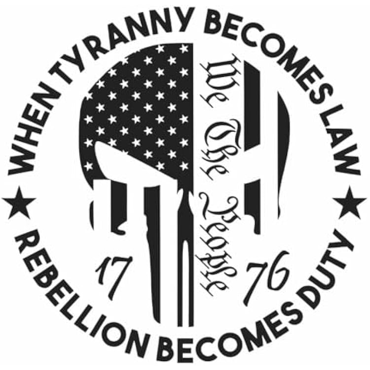 We The People Sticker Decals 1776 Distressed American USA Flag Skull Decal, Patriotic Vinyl Decal for Auto Car Truck SUV Window Black, M#