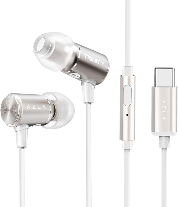 AZLA Trinity USB-C Wired Earphones with DAC & Mic for iPhone & Android