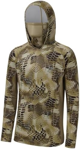 BASSDASH Mens UPF 50 Camo Long Sleeve Hunting Fishing Hoodie Shirt