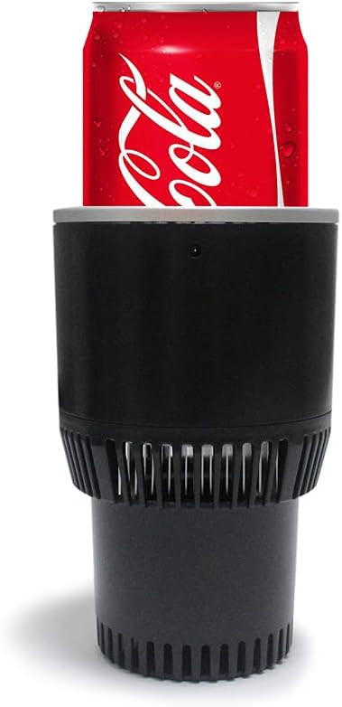 Auto Car Cup Holder Heating Cooling Drinks Smart Cooler Warmer Heater for Coffee Beverage Milk (Black with Silver)