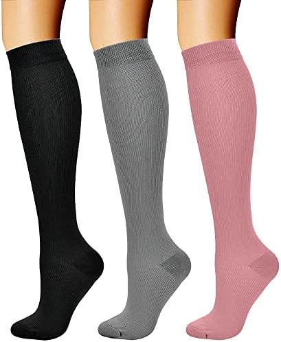 CHARMKING Compression Socks for Women & Men Circulation 3 Pairs 15-20 mmHg is Best Support for Athletic Running Cycling