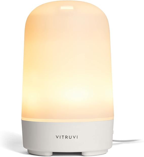 Vitruvi Glow Ultrasonic Essential Oil Diffuser | Aromatherapy Diffuser for Home, Kids Room, Room Decor (100 ml) White