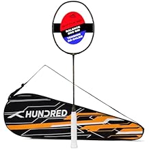 HUNDRED Battle 900 Badminton Racket | Material: Carbon Fibre | Max Tension 32lbs | Lightweight | Flexible Shaft | 290mm Balance Point | Intermediate Level | Full Cover Included
