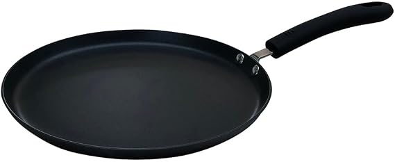 Sitram 714599 Crêpe Pan Made of Pressed Aluminium Black Diameter 28 cm 2-ply Whitford Xylan Non-Stick Coating without PFOA Heat Resistant Soft Touch Handle All Cookers Except Induction