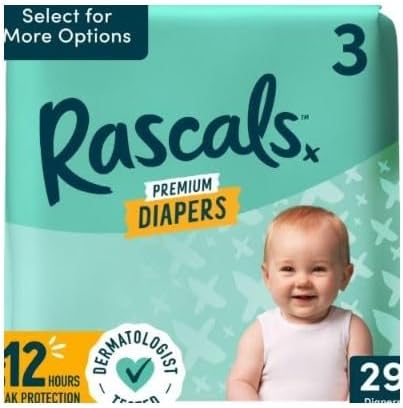 Rascals Premium Diapers Size 3, 29 Count