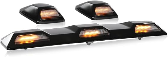 CROSSDESIGN Roof Marker Clearance Lamp Kit Black Compatible with Chevy Silverado/GMC Sierra 2500HD 3500HD Models 2020-2023 Amber