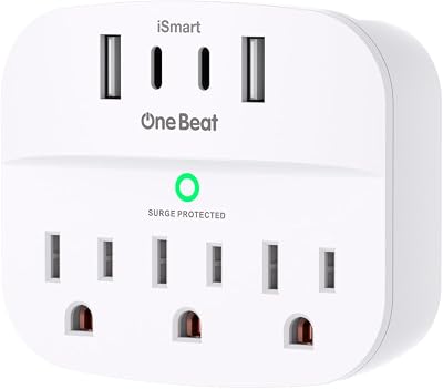 1 Pack Multi Plug Outlet Splitter with USB, Surge Protector Outlet Extender with 3 Wall Outlets 4 USB Wall Charger2 USB C, 490 Joules, ETL Listed, Small Outlet Adapter Plug Extender for Travel,White
