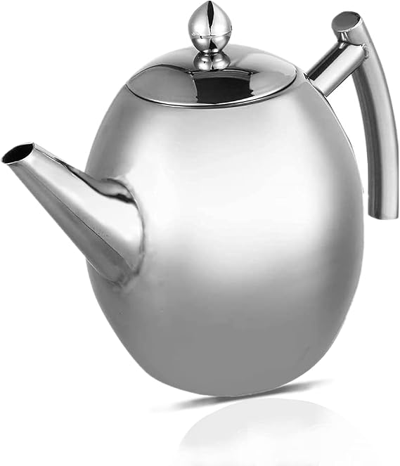 Stainless Steel Teapot with Infuser Filter and Lid,Large Capacity Polished Water Jug for Loose Tea, Green Tea, Coffee(1.5L) Extra Large Ceramic Tea Pot, Loose Leaf teapot, Metal t