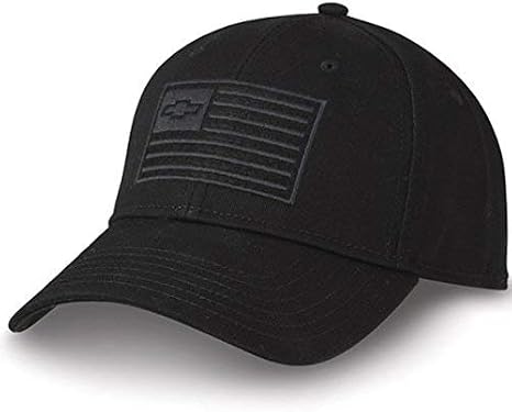 Chevrolet USA Flag Ghost Hat Embroidered Chevy Bowtie Black Patriotic Baseball Cap