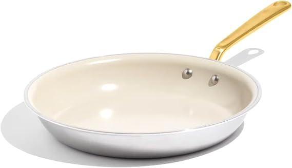Made In Cookware - 12" Ceramic Non Stick Frying Pan (Antique Brass Handle) - 5-Ply Stainless Clad with Stay-Cool Handle - Professional Cookware - Crafted in Italy - Induction Compatible