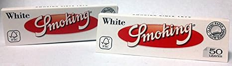 Smoking - Medium Size White 1 1/4" Rolling Papers - 2 Booklets with 50 Leaves per Booklet (100 Total)