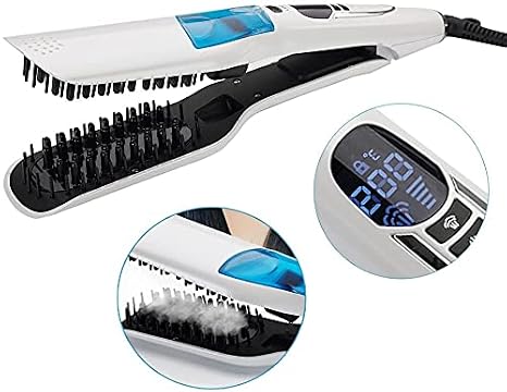 Negative Ions Hair Straightening Brush, Fast Heat up for Thick Coarse Long Hair - White
