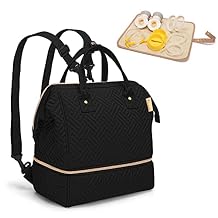 Fasrom Small Breast Pump Bag Backpack with Cooler Compatible with Momcozy and Medela Pumps, Pumping Tote with Waterproof Mat, Black