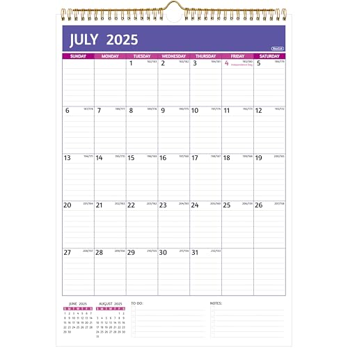 Wall Calendar 2025-2026 – Calendar 2025-2026 Wall, 18 Monthly Calendar, Jul 2025 - Dec 2026, 12 x 17 In, 2025 Calendar with Large Blocks, Thick Paper, Holidays, To-do ＆ Notes, Great for Organizing