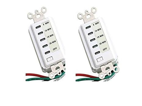 Bathroom Fan Auto Shut Off 30-15-10-5 Minute Preset Countdown Wall Switch Timer White (2 Pack)