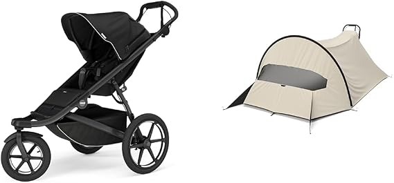 Thule Urban Glide 3 Single Child All-Terrain Stroller with Wind & Sun Tarp Bundle - Black Stroller with UPF50+ PFAS-Free Protection Cover