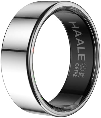 Haale Smart Ring Stainless Steel for Android & IOS Bluetooth 5.0 - Fitness Rings Men & Women - Health Tracker IP68 Waterproof - Sleep & Stress Menstrual Cycle