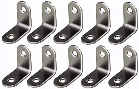 Framing Hardware 1/2 x 1/2 Zinc Plated Steel Corner Brace L Brackets with Screws for Frame Corners, Stacked Frames, Stretched Canvas, Shelving - 10 Pack